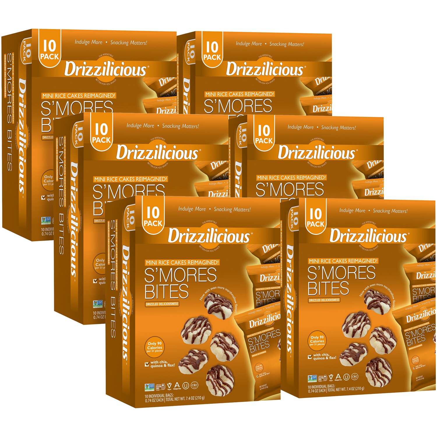 Drizzilicious Mini Rice Cakes Reimagined, S'Mores Bites, Case