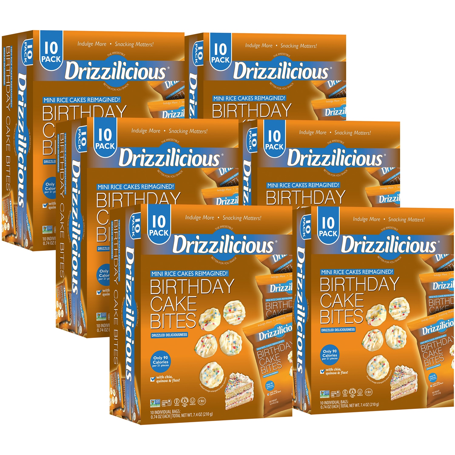 Drizzilicious Mini Rice Cakes Reimagined, Birthday Cake Bites, Case