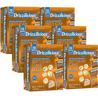 Drizzilicious Mini Rice Cakes Reimagined, Birthday Cake Bites, Case