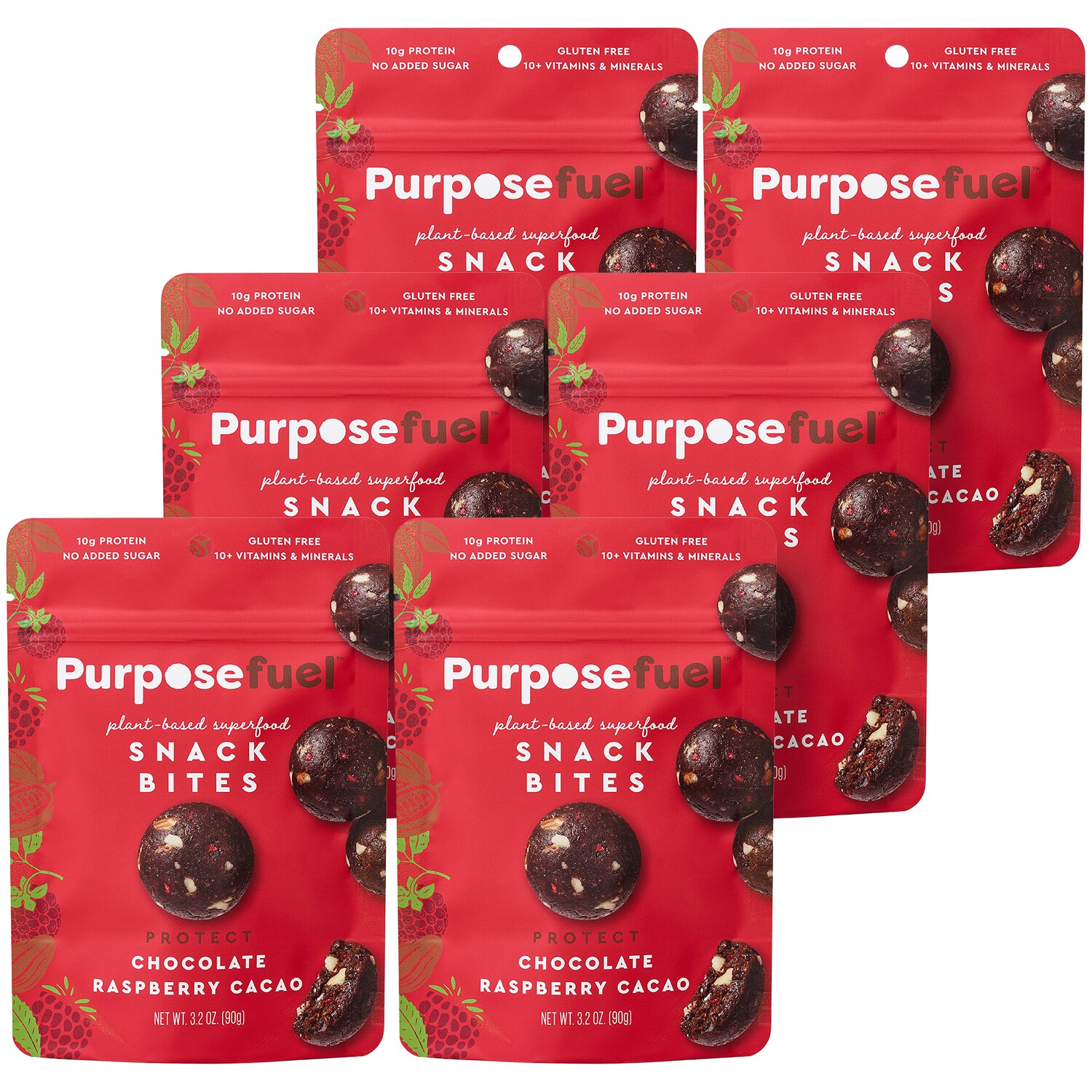 Purposefuel Snack Bites, Chocolate Raspberry Cacao, Case