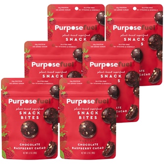 Purposefuel Snack Bites, Chocolate Raspberry Cacao, Case