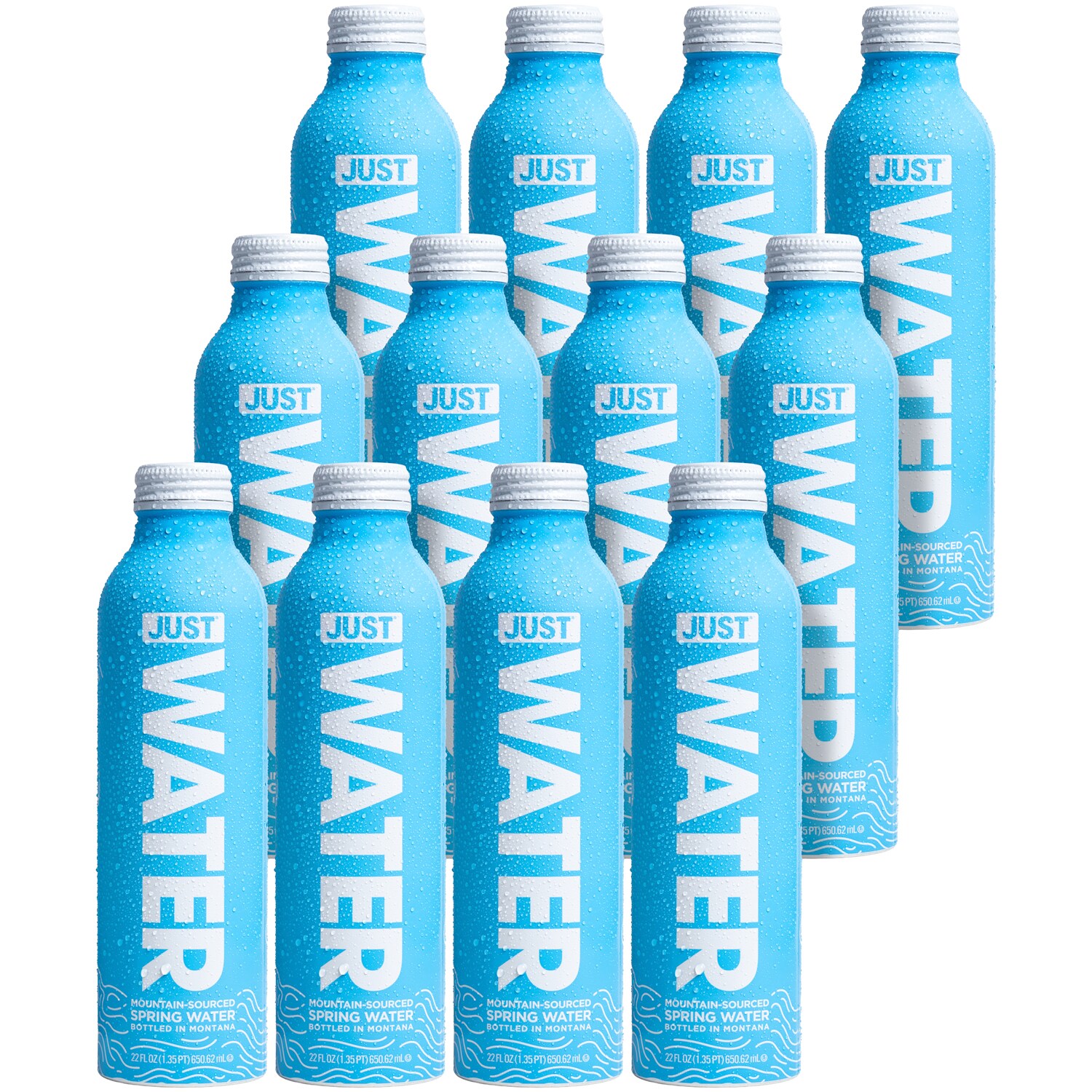 Just Mountain-Sourced Spring Water, Aluminum Bottles, Case