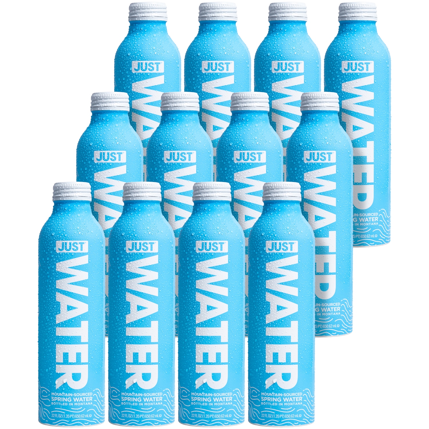 Just Mountain-Sourced Spring Water, Aluminum Bottles, Case