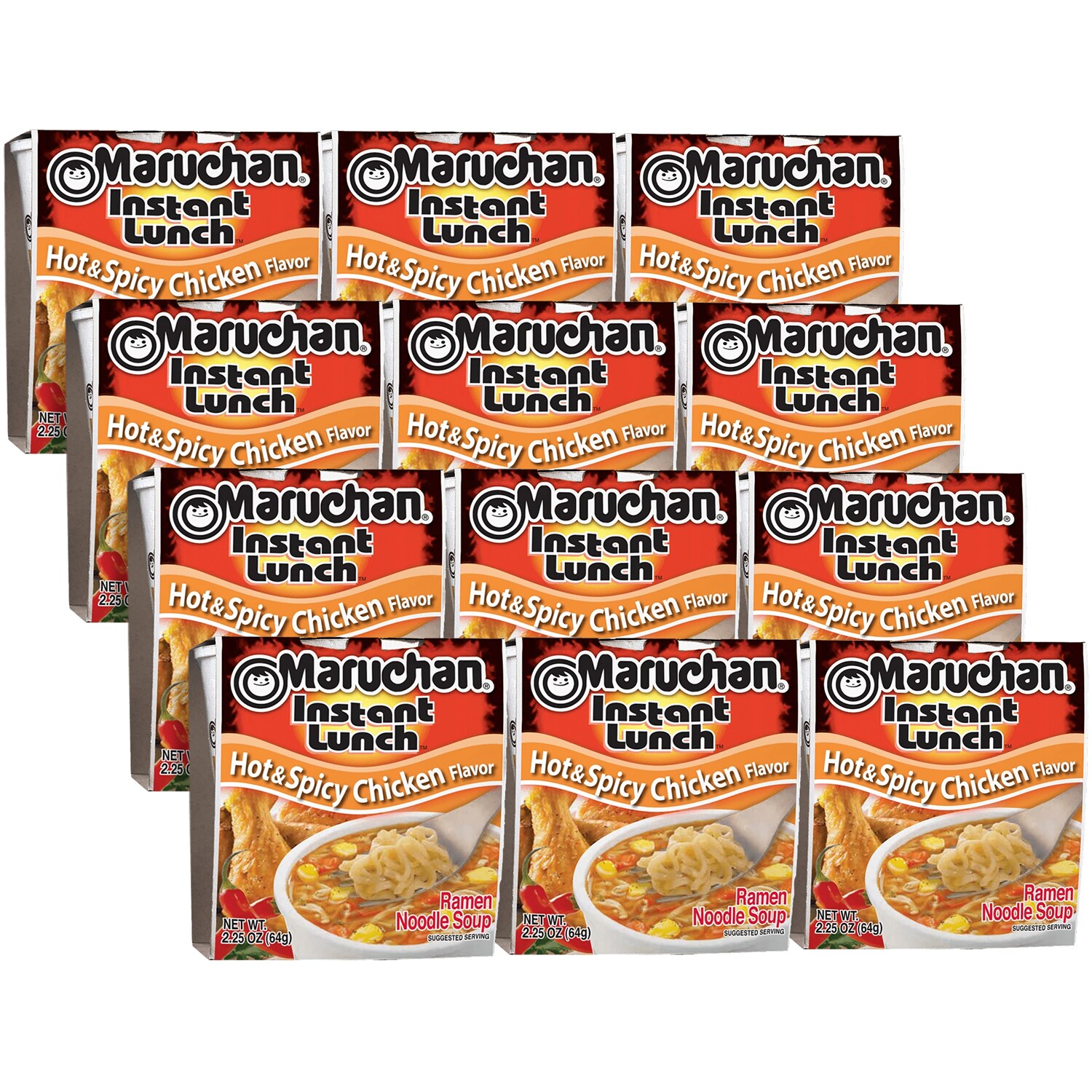 Maruchan Instant Lunch Ramen Noodle Soup, Hot & Spicy Chicken, Case