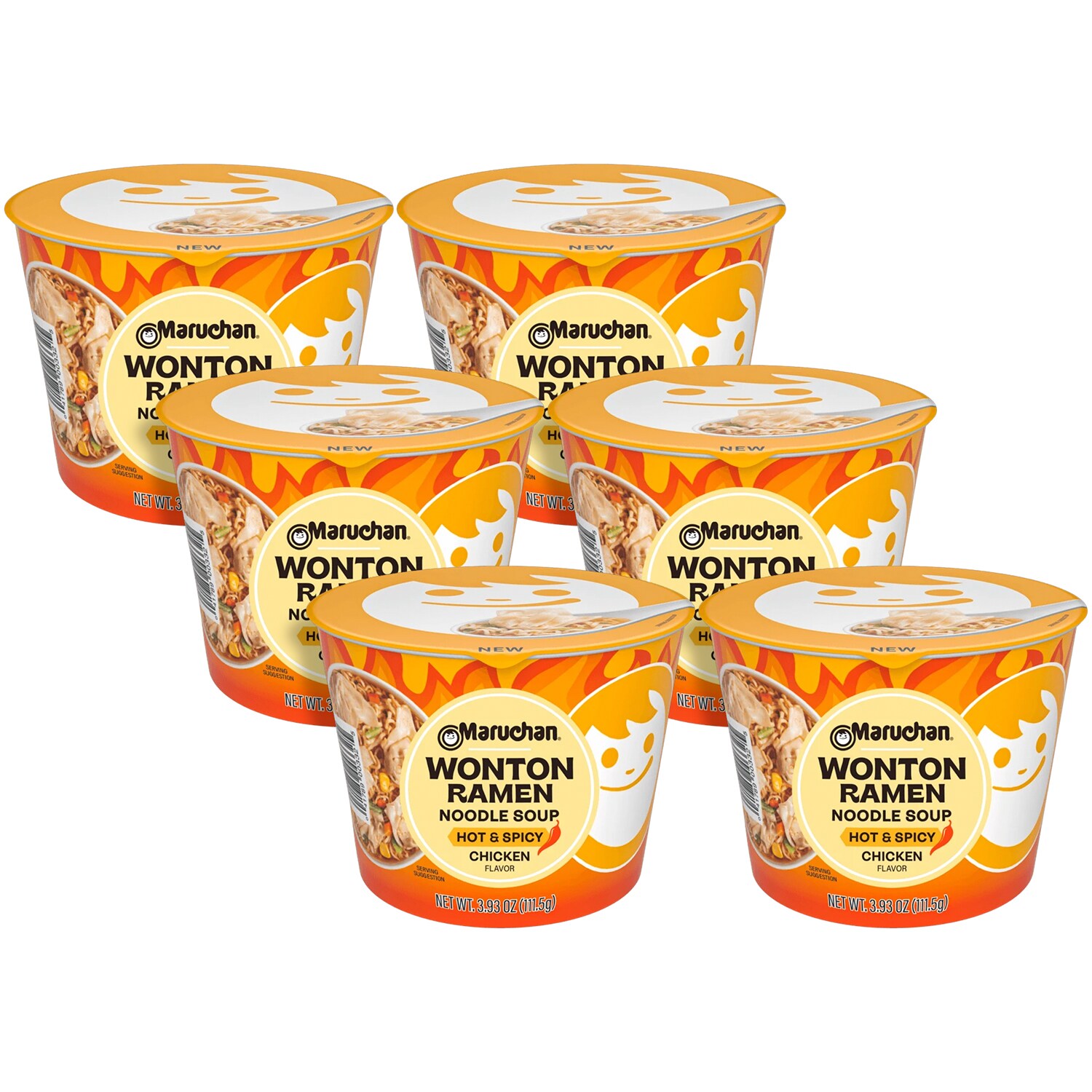 Maruchan Wonton Ramen Noodle Soup, Hot & Spicy Chicken Flavor, Case