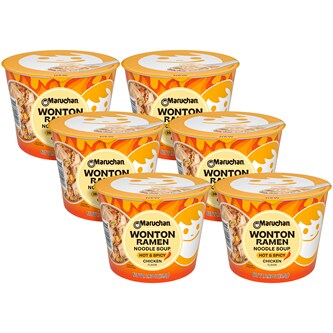 Maruchan Wonton Ramen Noodle Soup, Hot & Spicy Chicken Flavor, Case