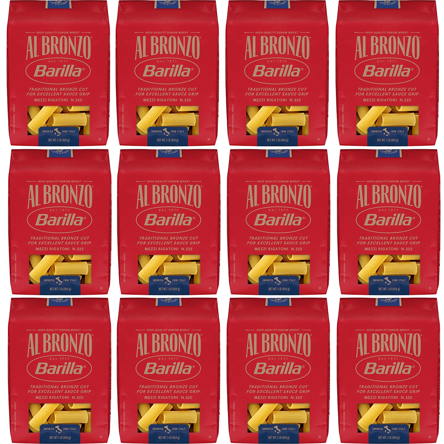 Barilla Al Bronzo Mezzi Rigatoni, Case
