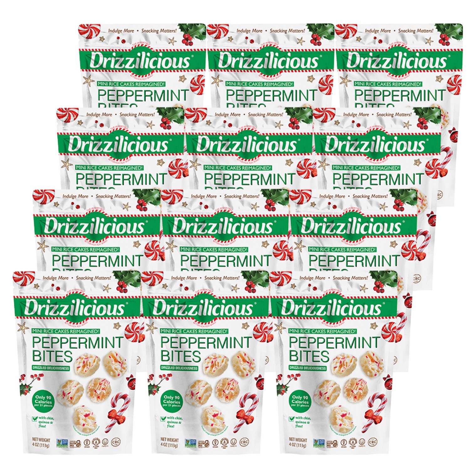 Drizzilicious Mini Rice Cakes Reimagined, Peppermint Bites, Case