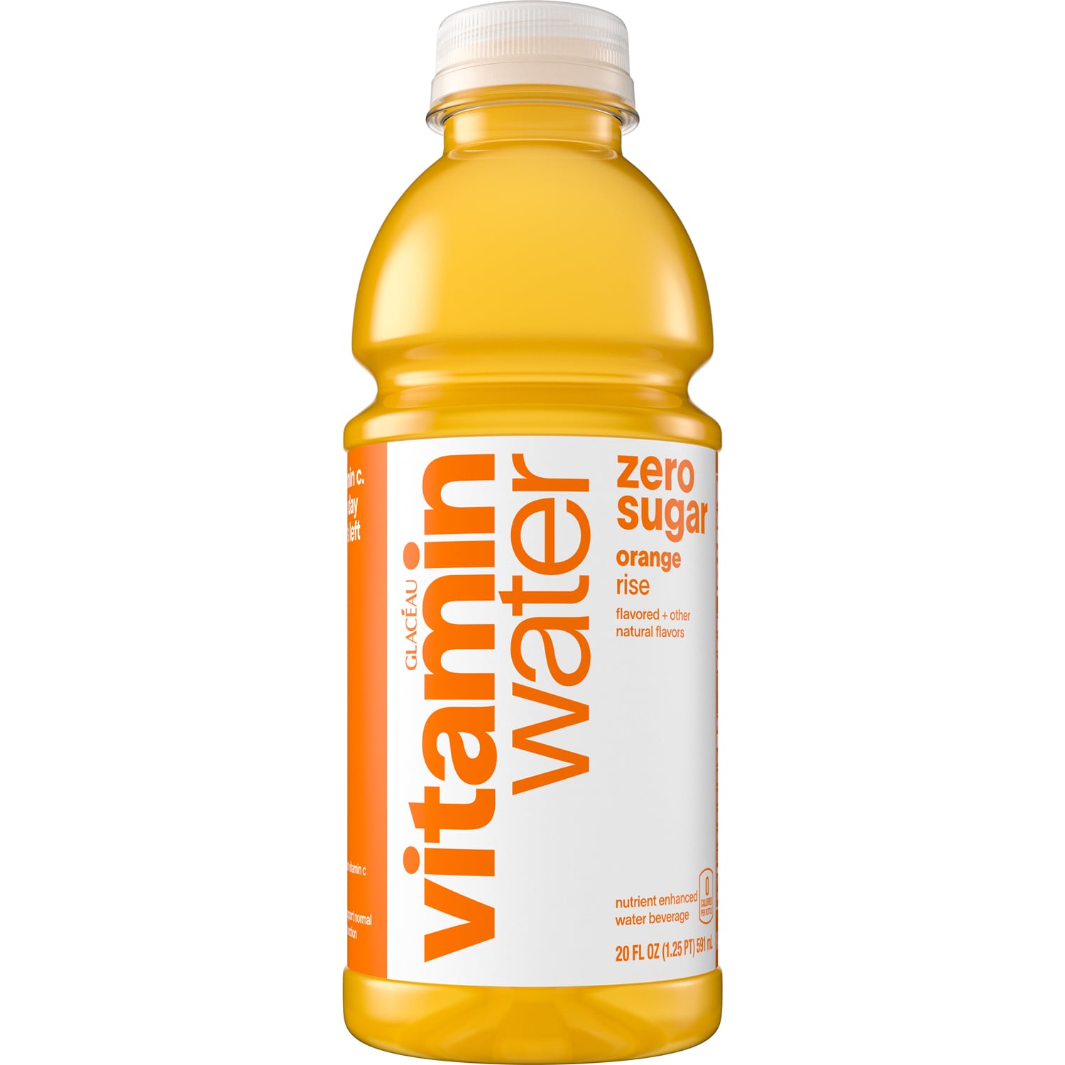 vitaminwater zero sugar nutrient enhanced water beverage, rise (orange), Plastic Bottle