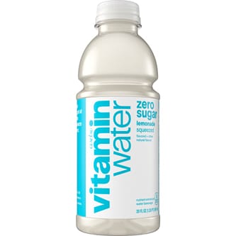 vitaminwater zero sugar nutrient enhanced water beverage, squeezed (lemonade), Plastic Bottle
