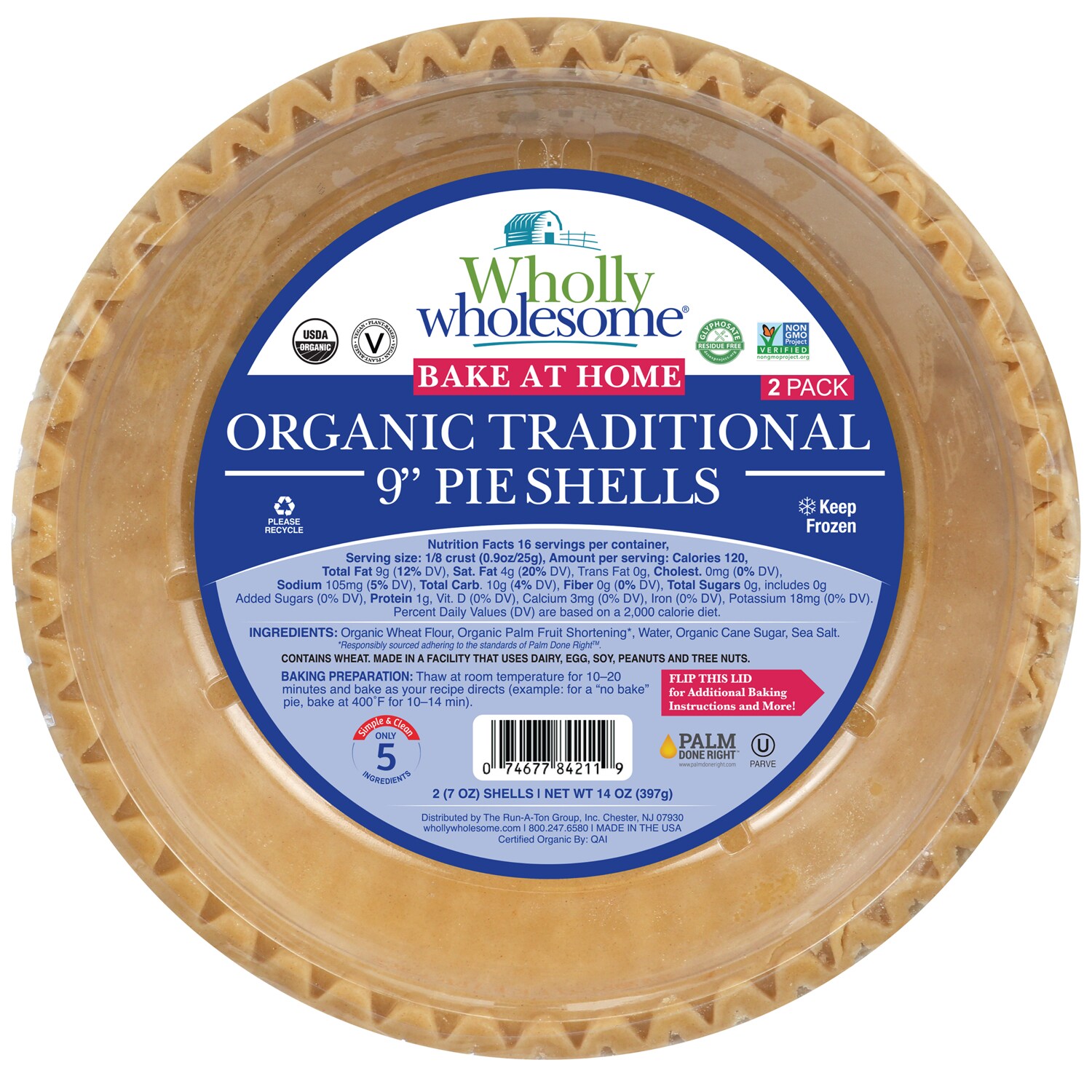 Wholly Wholesome Organic Traditional Pie Shells, Frozen