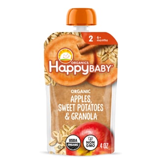 Happy Family Happy Baby Clearly Crafted Stage 2 Organic Baby Food, Apples, Sweet Potatoes & Granola
