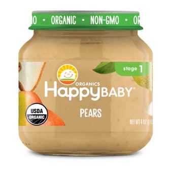 Happy Family Happy Baby Clearly Crafted Stage 1 Organic Baby Food, Pears