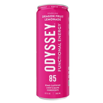 Odyssey Elixir Sparkling Energy Drink, Dragon Fruit Lemonade, Can