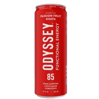 Odyssey Elixir Sparkling Energy Drink, Passion Fruit Orange Guava, Can