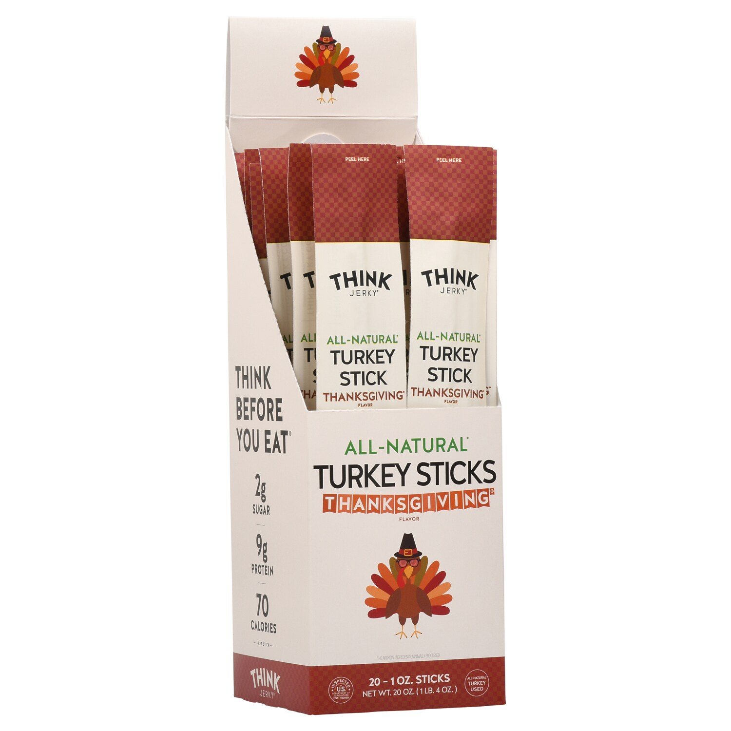 Think Jerky  All-Natural Turkey Sticks, Thanksgiving