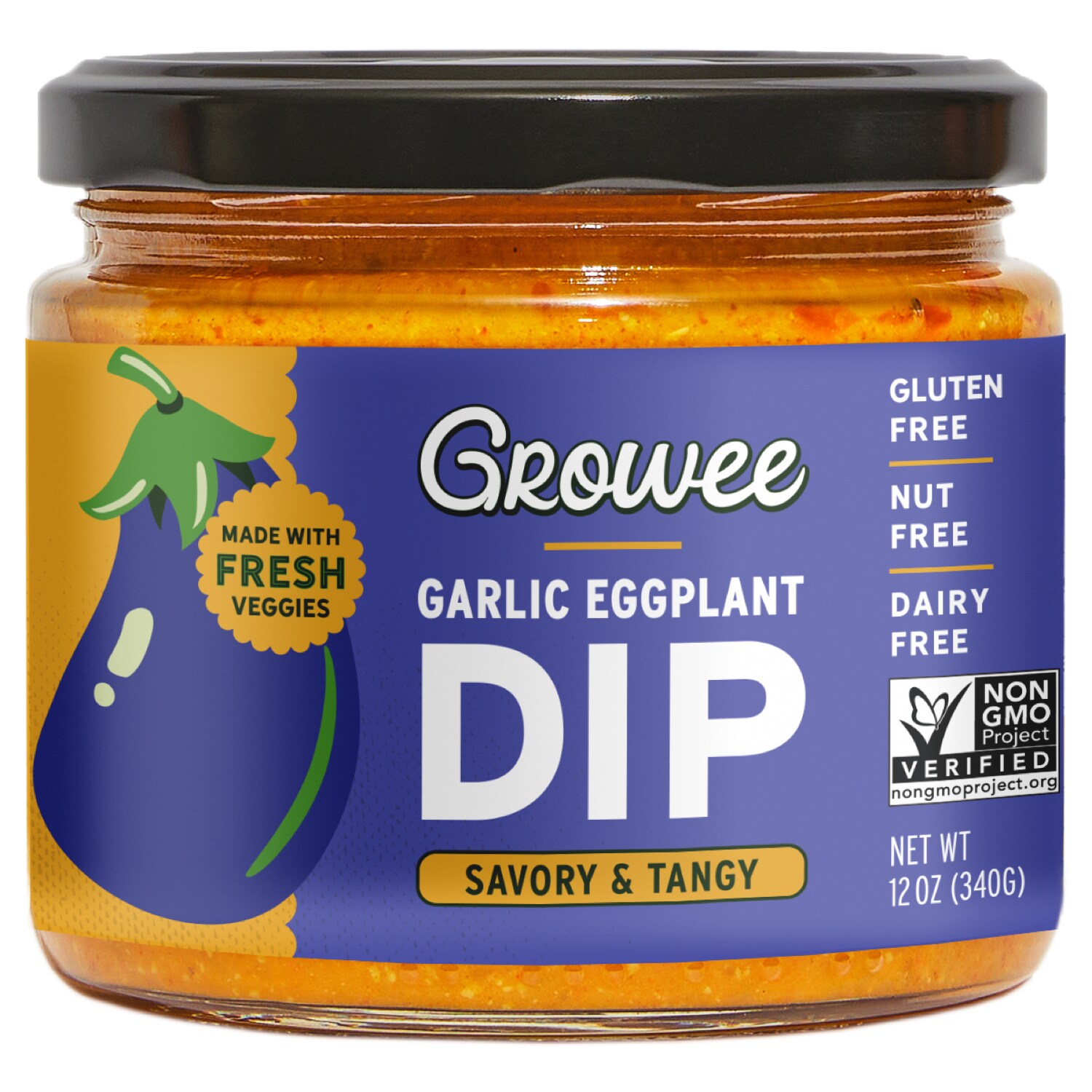 Growee Garlic Eggplant Dip, Savory & Tangy