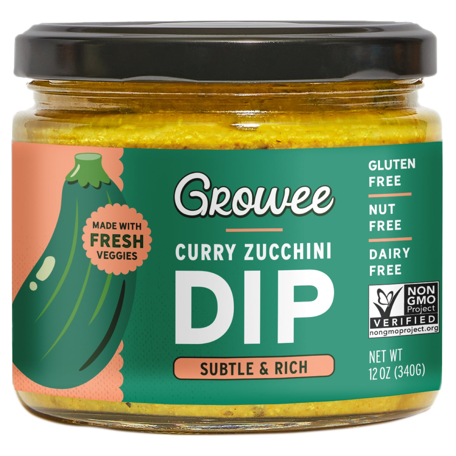 Growee Indian Curry Zucchini Dip, Subtle & Rich