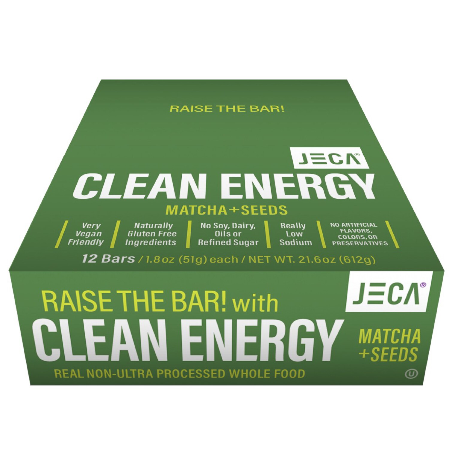 Jeca Clean Energy Bars, Matcha + Seeds