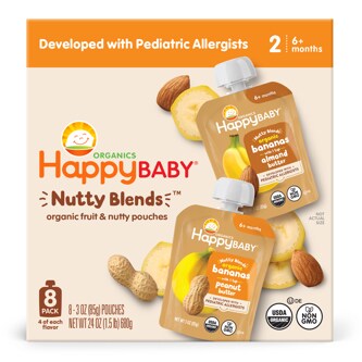 Happy Family Happy Baby Organics Nutty Blends Stage 2, Bananas & Almond Butter and Bananas & Peanut Butter, Variety Pack