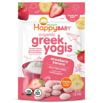 Happy Family Happy Baby Organics Organic Greek Yogis, Freeze-Dried Strawberry Banana