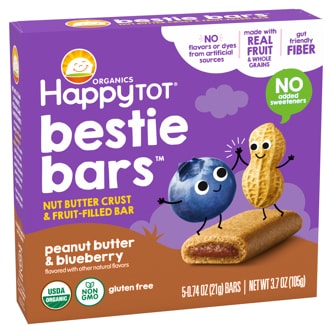 Happy Family Happy Tot Organics Bestie Bars, Peanut Butter & Blueberry