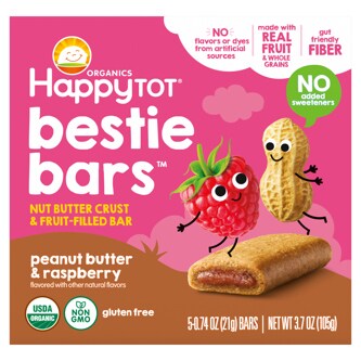 Happy Family Happy Tot Organics Bestie Bars, Peanut Butter & Raspberry