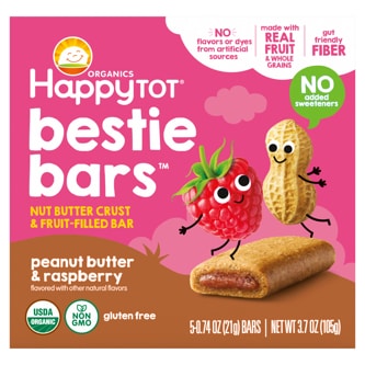 Happy Family Happy Tot Organics Bestie Bars, Peanut Butter & Raspberry
