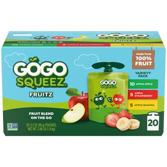 Gogo Squeez Fruit Blend, Variety Pack, Apple Apple + Apple Strawberry + Apple Banana