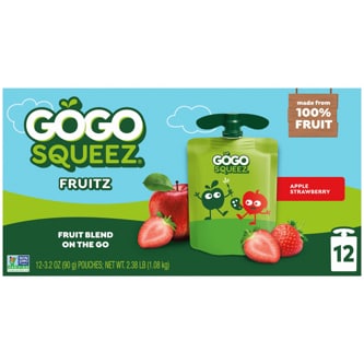 GoGo SqueeZ No Sugar Added Applesauce & Fruit Puree, Apple Strawberry