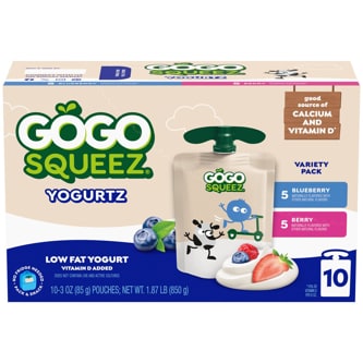 Gogo Squeez Low Fat Yogurtz, Variety Pack, Blueberry & Berry