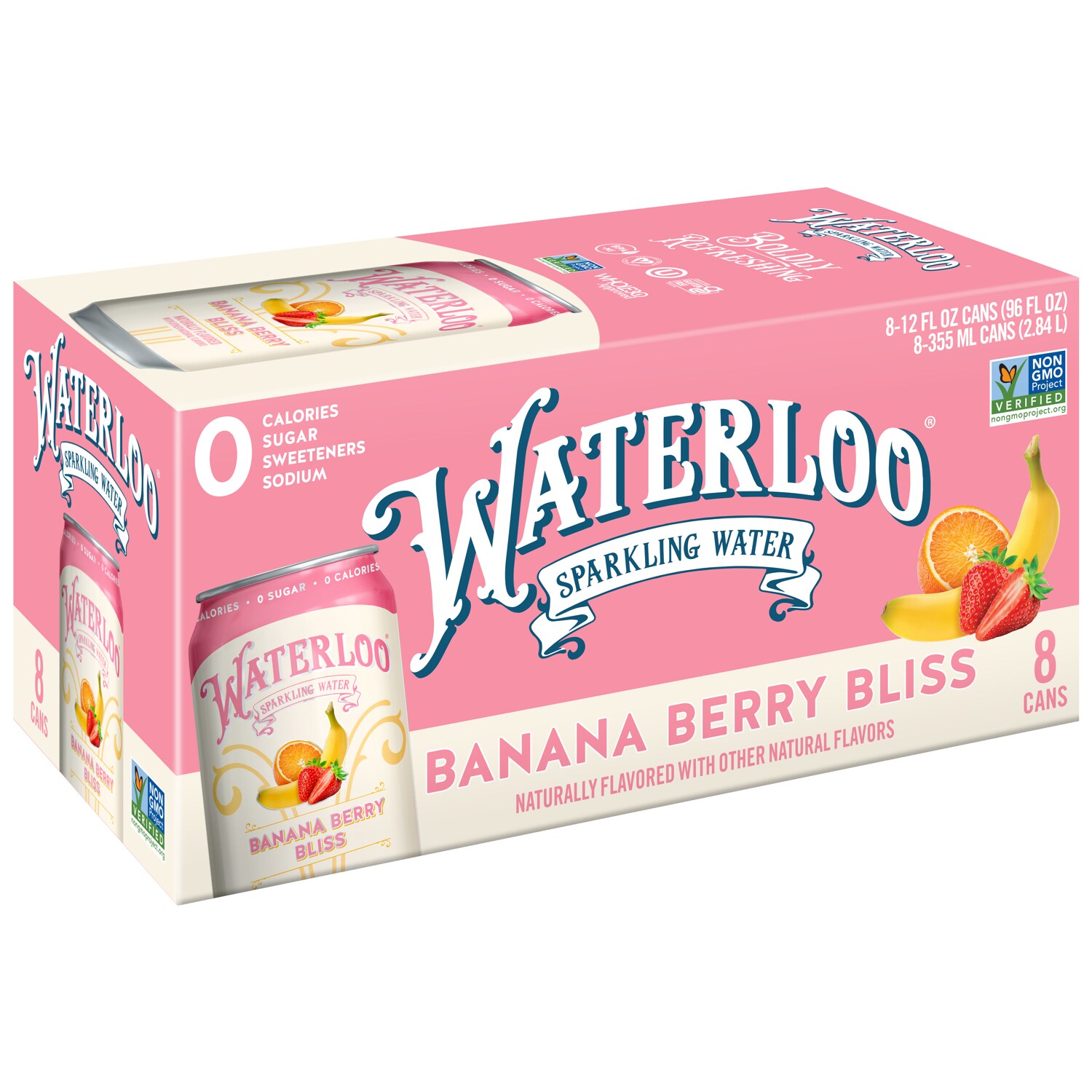 Waterloo Sparkling Water, Banana Berry Bliss, Cans