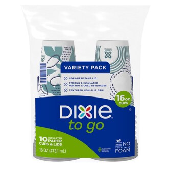 Dixie To Go, Insulated Paper Cups & Lids