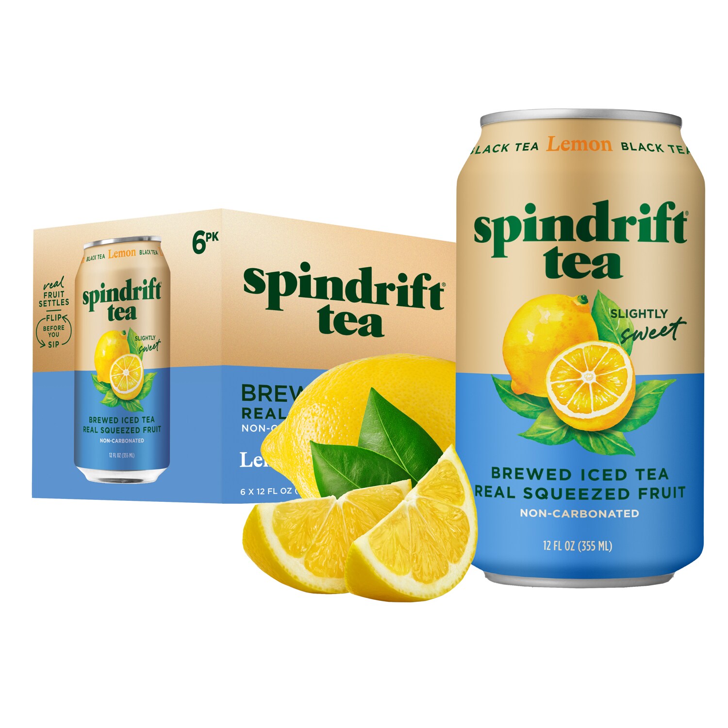 Spindrift Black Tea, Lemon, Cans