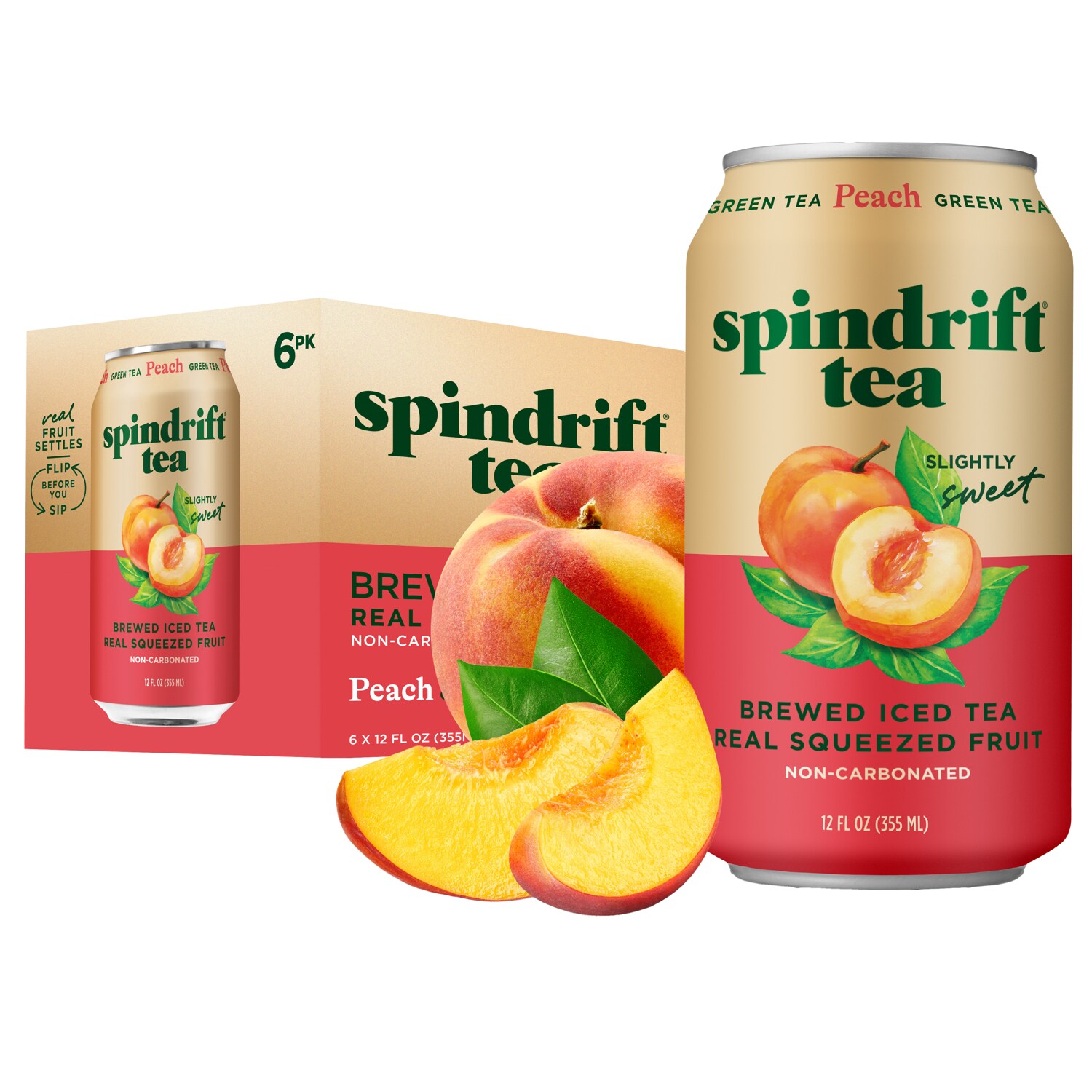 Spindrift Green Tea, Peach, Cans