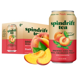 Spindrift Green Tea, Peach, Cans