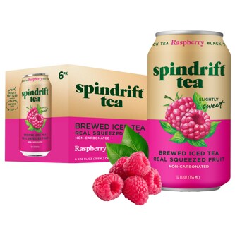 Spindrift Black Tea, Raspberry, Cans