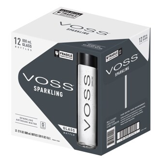 Voss Sparkling Water, Glass Bottle, Case