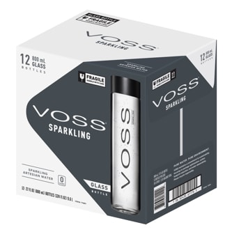Voss Sparkling Water, Glass Bottle, Case