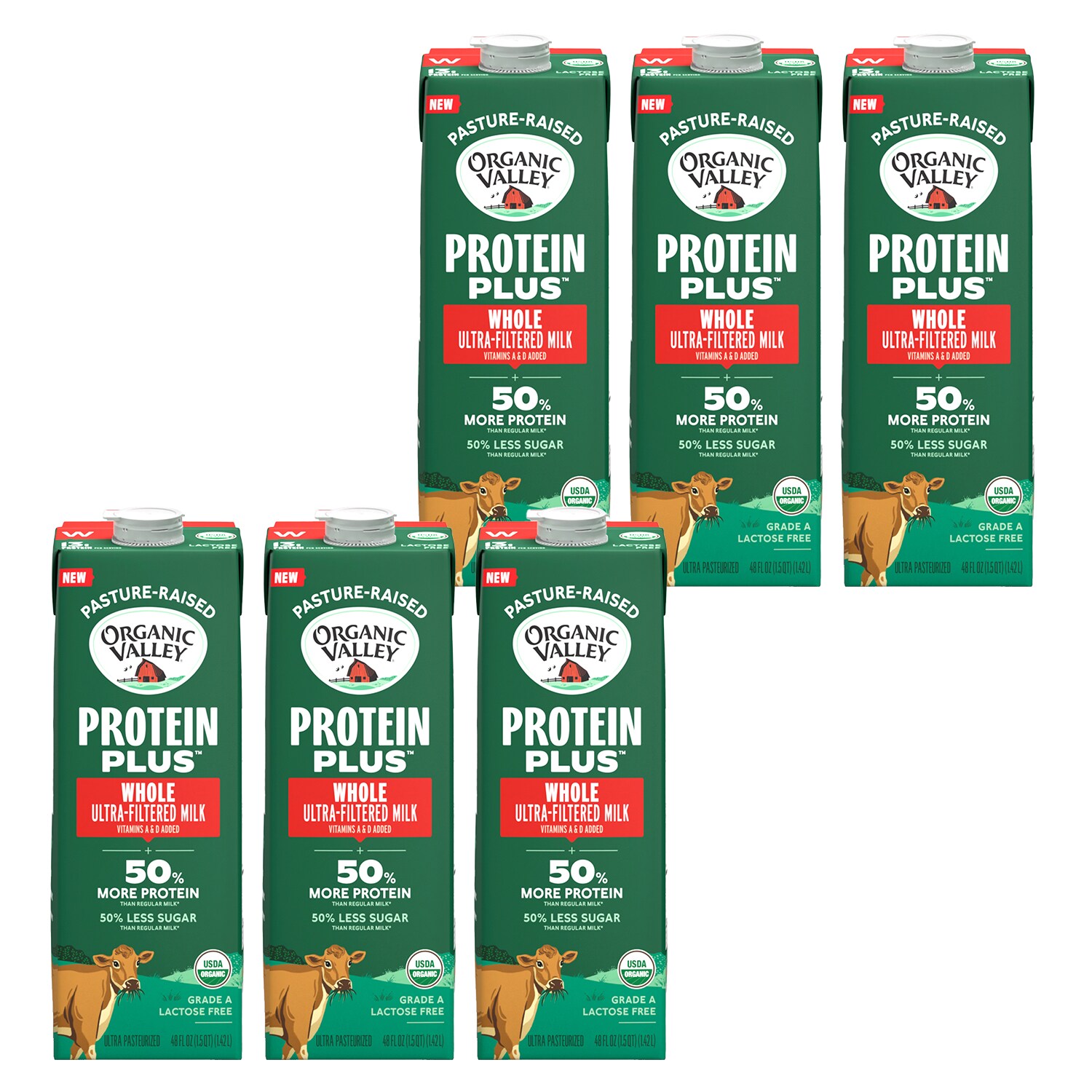 Organic Valley Lactose Free Protein Plus Whole Milk, Carton, Case