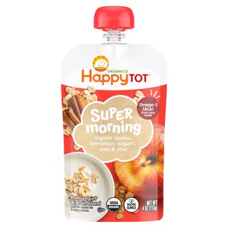 Happy Family Happy Tot Super Morning Breakfast Blend, Organic Apples, Cinnamon, Yogurt, Oats & Chia