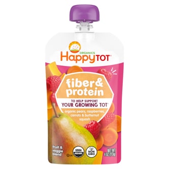 Happy Family Happy Tot Fiber & Protein Organic Pears, Raspberries, Carrots & Butternut Squash