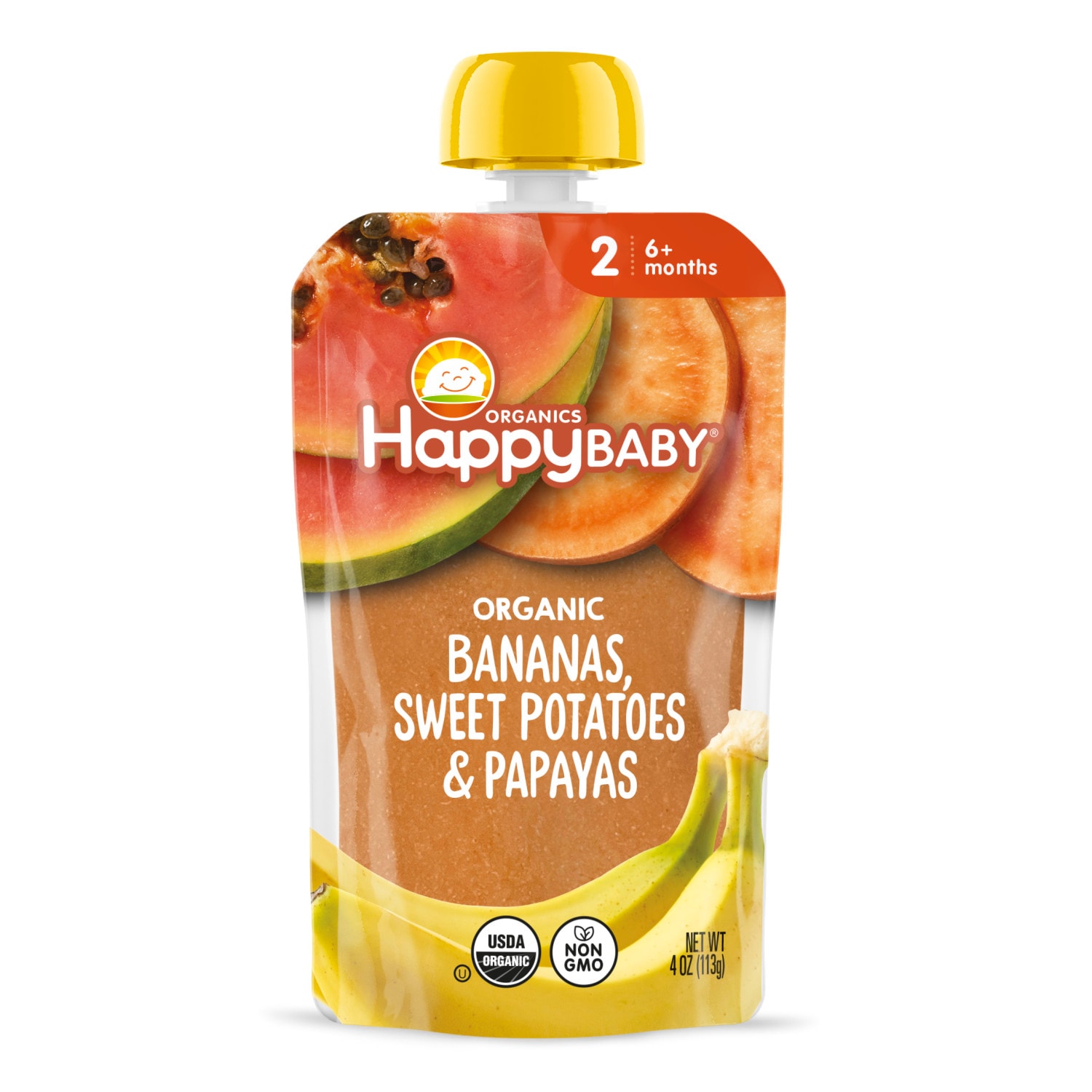 Happy Family Happy Baby Clearly Crafted Baby Food Stage 2 Organic Bananas, Sweet Potatoes & Papayas