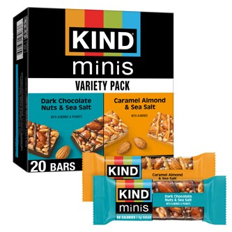 KIND Minis Variety Pack, Dark Chocolate Nuts & Sea Salt and Caramel Almond & Sea Salt