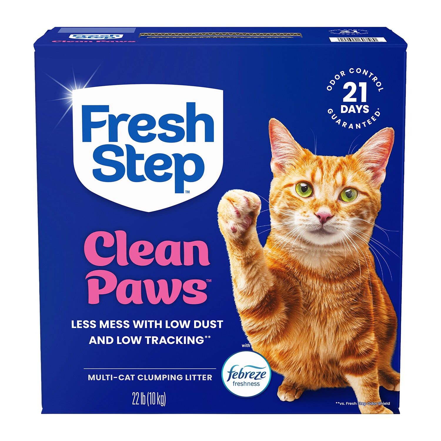Fresh Step Clean Paws Multi-Cat Scented Clumping Cat Litter with the Power of Febreze, Scented