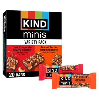 KIND Minis Variety Pack, Peanut Butter Dark Chocolate and Dark Chocolate Cherry Cashew