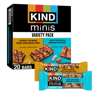 KIND Minis Variety Pack, Salted Caramel Dark Chocolate Nut & Dark Chocolate Almond Coconut