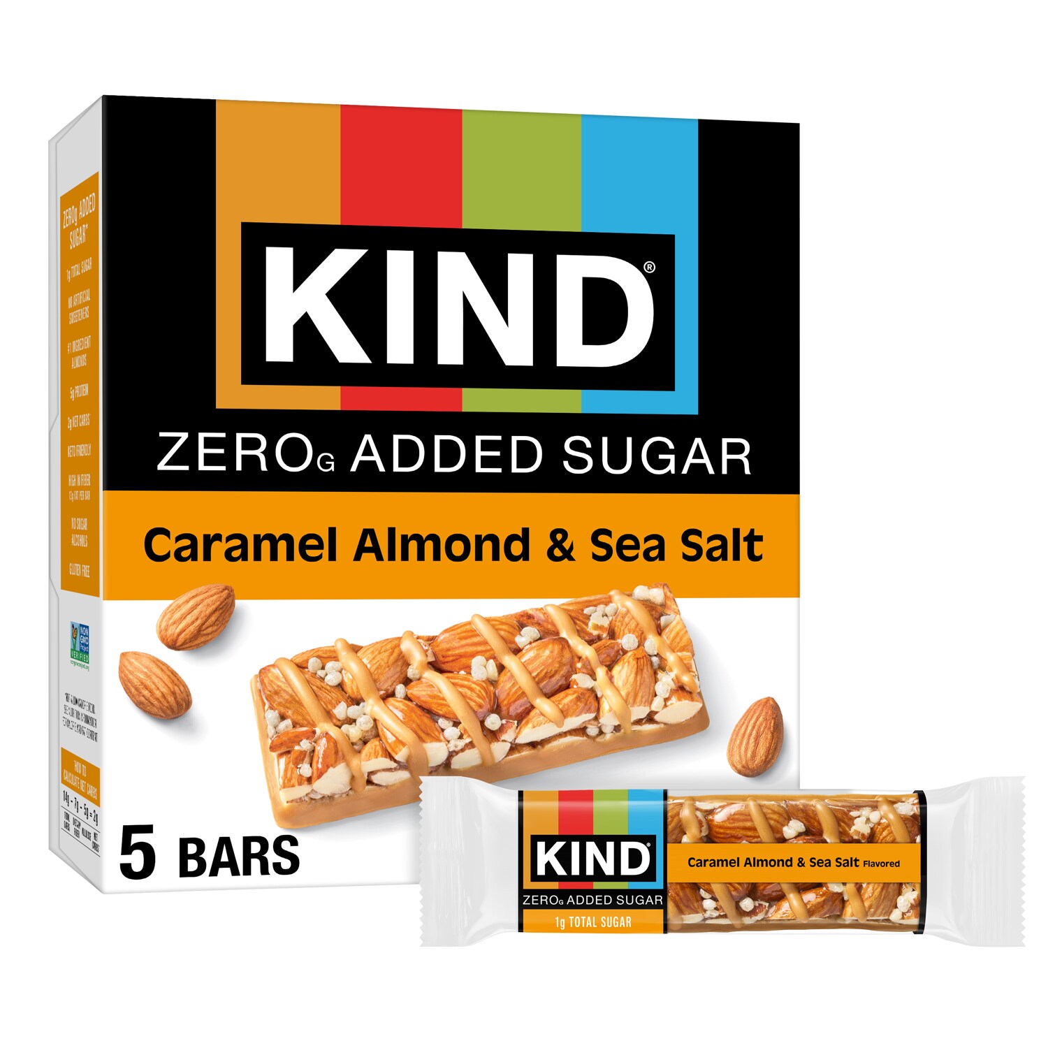 KIND Zero Added Sugar Bars, Caramel Almond & Sea Salt