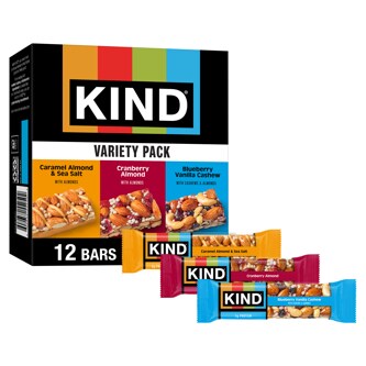 KIND Variety Pack, Blueberry Vanilla Cashew, Caramel Almond & Sea Salt and Cranberry Almond