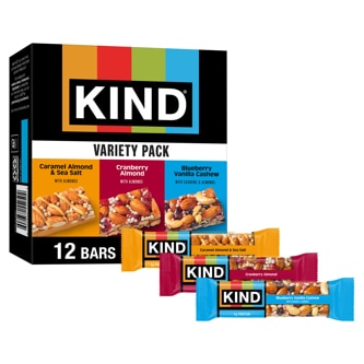 KIND Variety Pack, Blueberry Vanilla Cashew, Caramel Almond & Sea Salt and Cranberry Almond